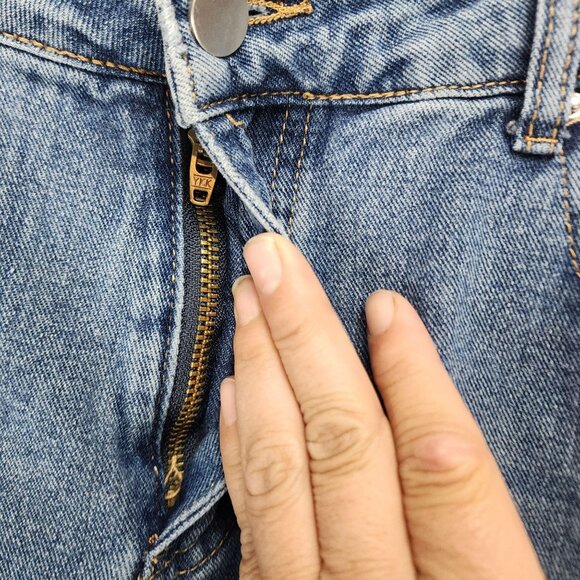 HDLTE Jeans Womens Large Faded Stretch High Rise Wide Leg - Picture 2 of 14